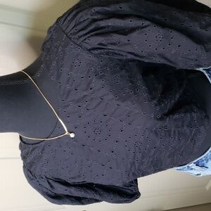 NWT Zara black Eyelet crop boho strappy back top size medium